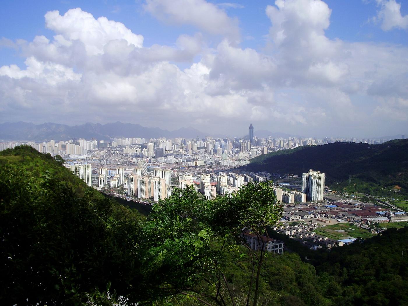 Wenzhou city, Zhejiang Province, seen from the hills